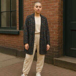 BloomChic Vibrant Knit Cardigan Popcorn Open Long Lined Ladies 12 Oversized BOHO